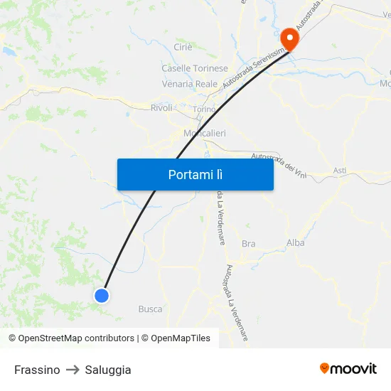 Frassino to Saluggia map