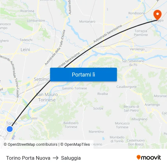 Torino Porta Nuova to Saluggia map