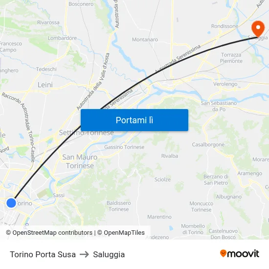 Torino Porta Susa to Saluggia map
