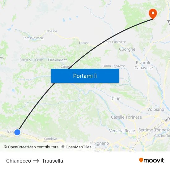 Chianocco to Trausella map