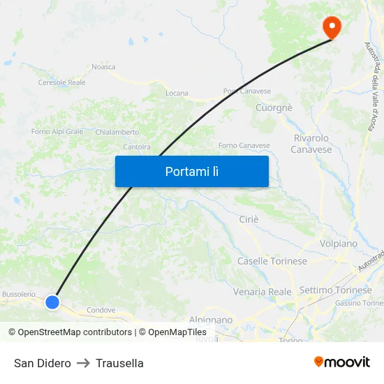 San Didero to Trausella map