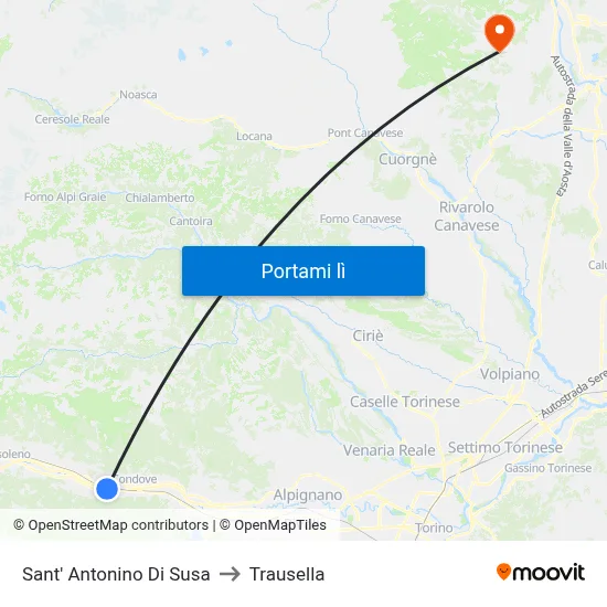 Sant' Antonino Di Susa to Trausella map