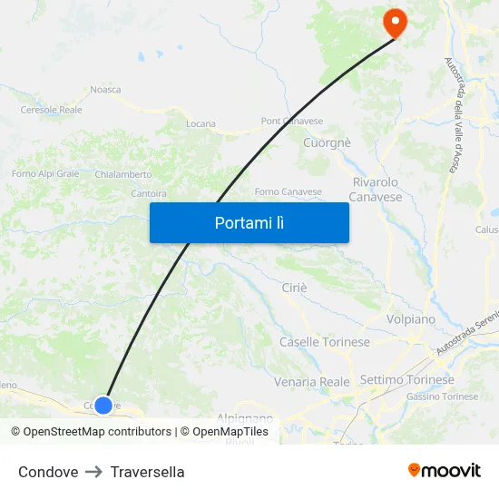 Condove to Traversella map