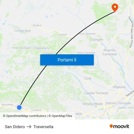 San Didero to Traversella map