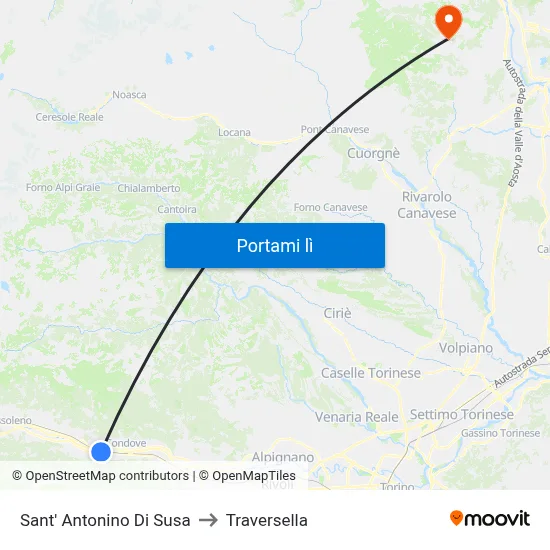 Sant' Antonino Di Susa to Traversella map