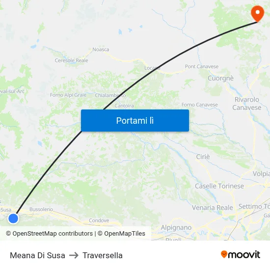 Meana Di Susa to Traversella map