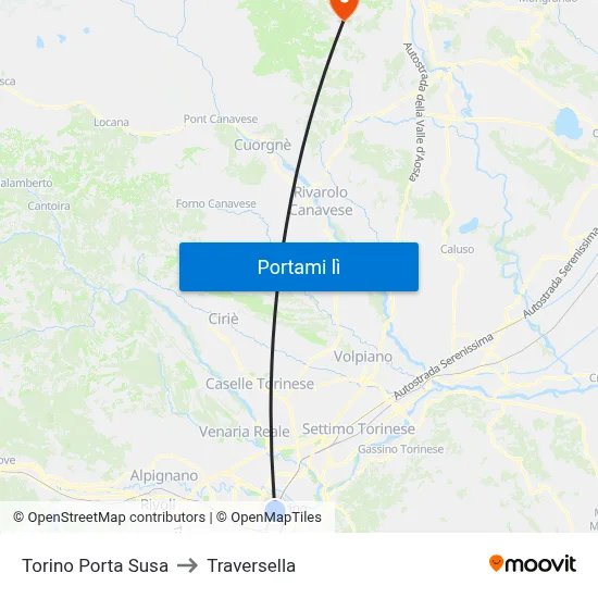 Torino Porta Susa to Traversella map