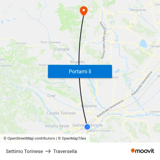 Settimo Torinese to Traversella map