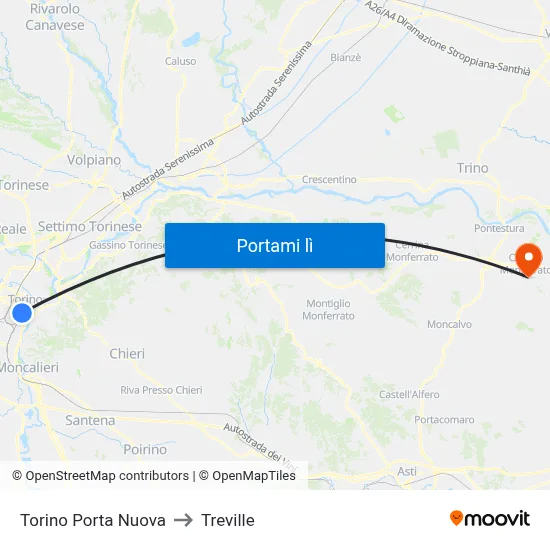 Torino Porta Nuova to Treville map