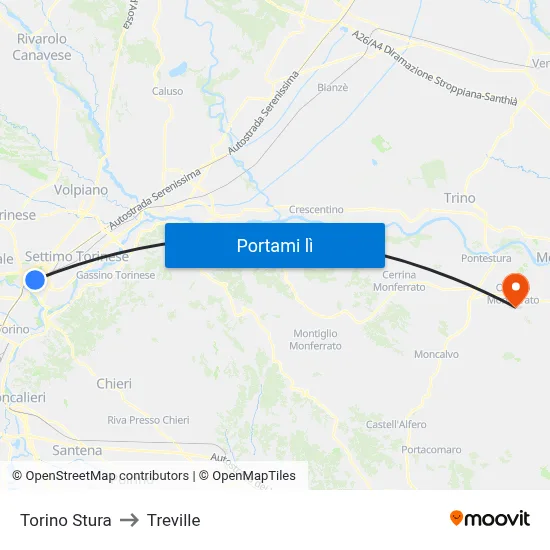 Torino Stura to Treville map