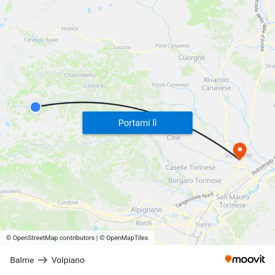 Balme to Volpiano map