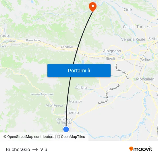 Bricherasio to Viù map
