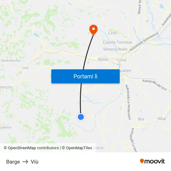 Barge to Viù map