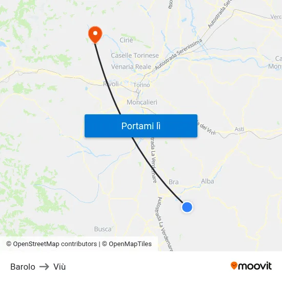 Barolo to Viù map