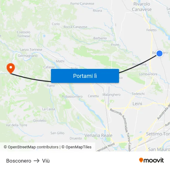 Bosconero to Viù map