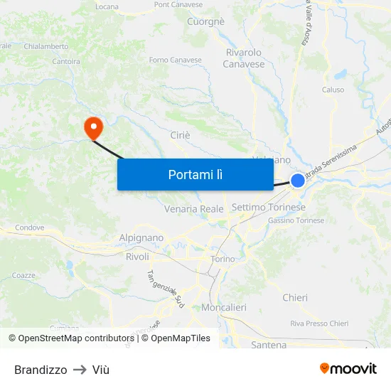 Brandizzo to Viù map