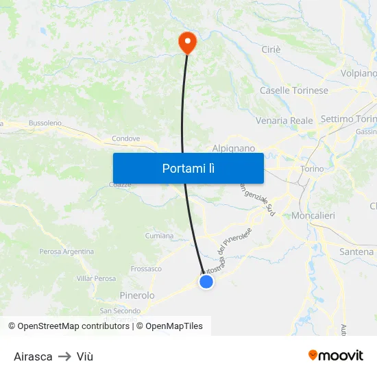 Airasca to Viù map
