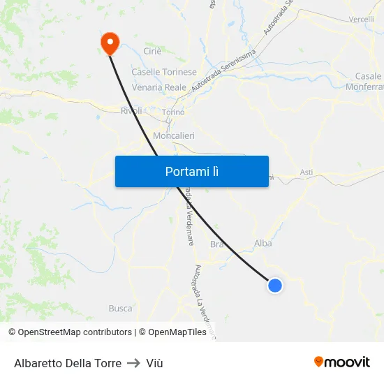 Albaretto Della Torre to Viù map