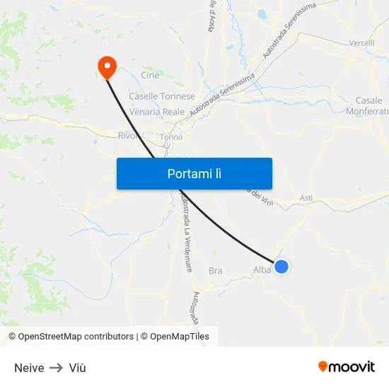 Neive to Viù map