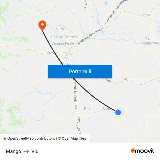Mango to Viù map