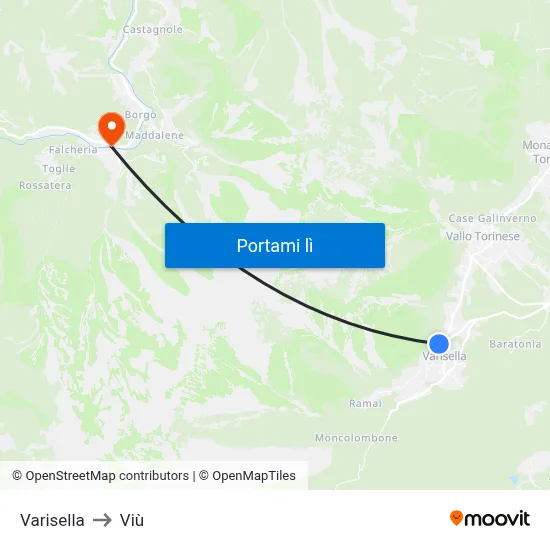 Varisella to Viù map