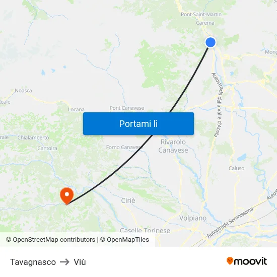 Tavagnasco to Viù map