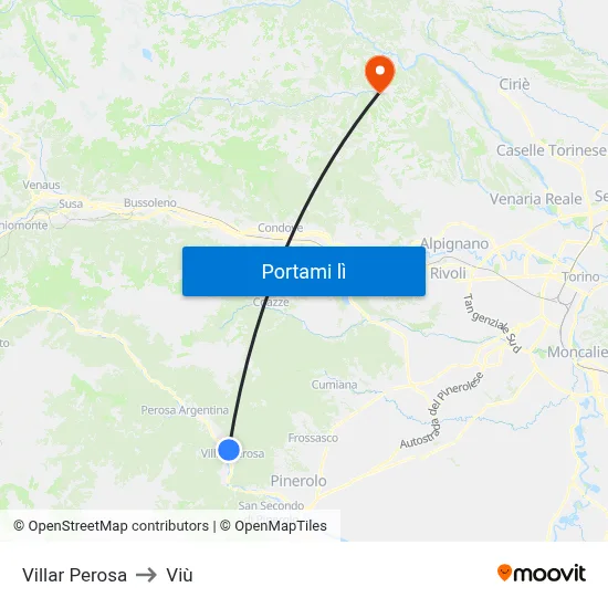 Villar Perosa to Viù map