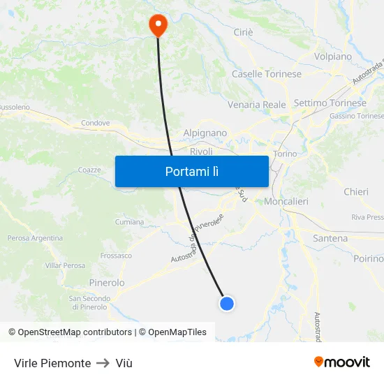 Virle Piemonte to Viù map