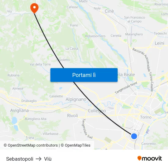 Sebastopoli to Viù map
