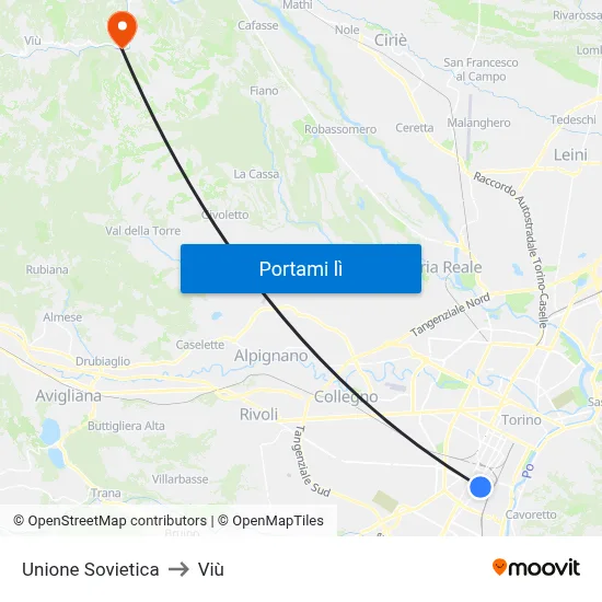 Unione Sovietica to Viù map
