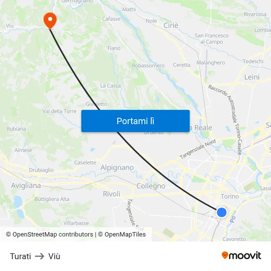 Turati to Viù map