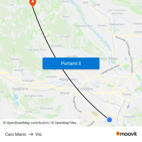 Caio Mario to Viù map