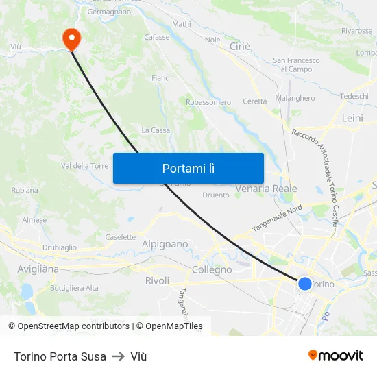 Torino Porta Susa to Viù map