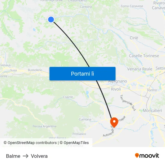 Balme to Volvera map