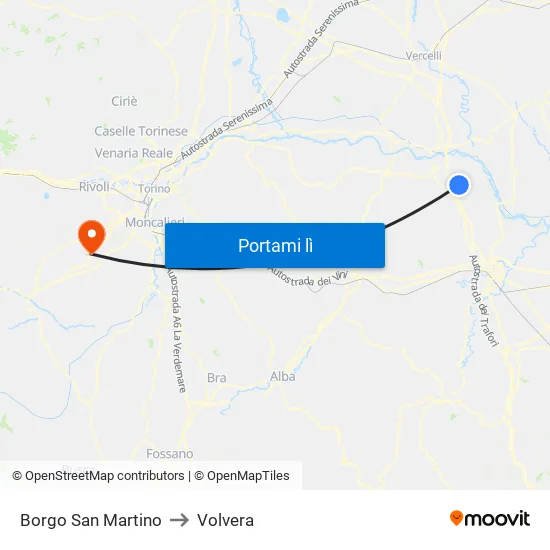 Borgo San Martino to Volvera map