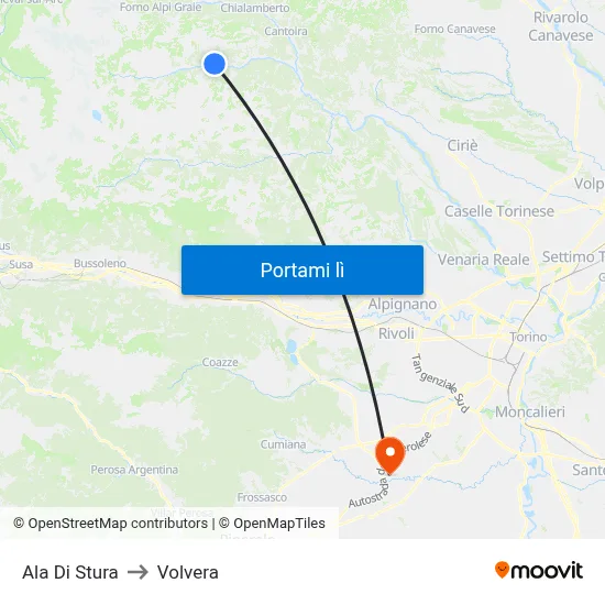 Ala Di Stura to Volvera map