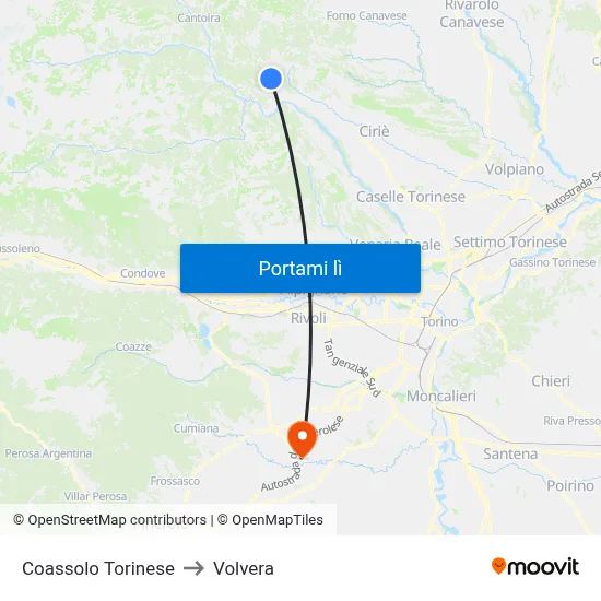 Coassolo Torinese to Volvera map