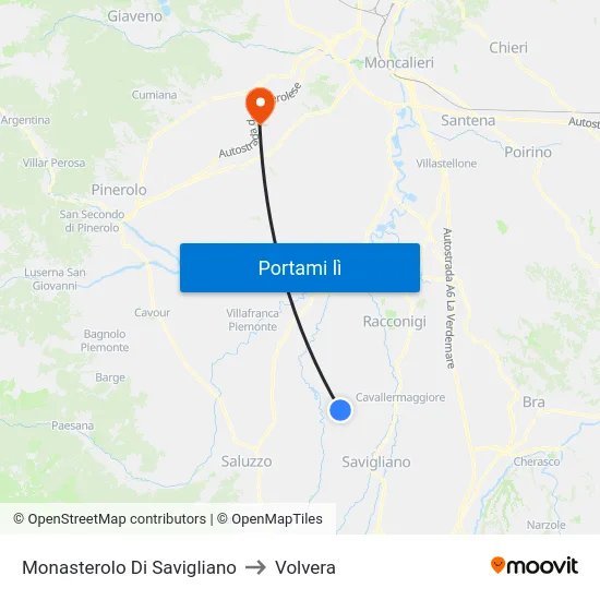 Monasterolo Di Savigliano to Volvera map