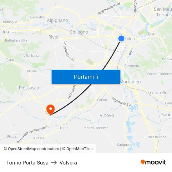 Torino Porta Susa to Volvera map