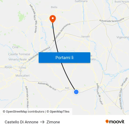 Castello Di Annone to Zimone map