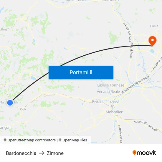 Bardonecchia to Zimone map