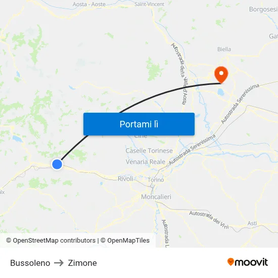 Bussoleno to Zimone map