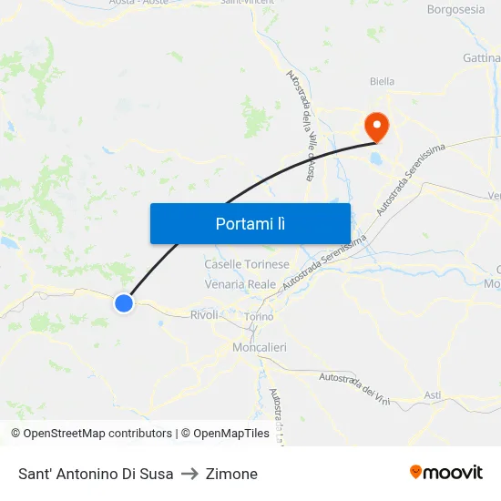 Sant' Antonino Di Susa to Zimone map
