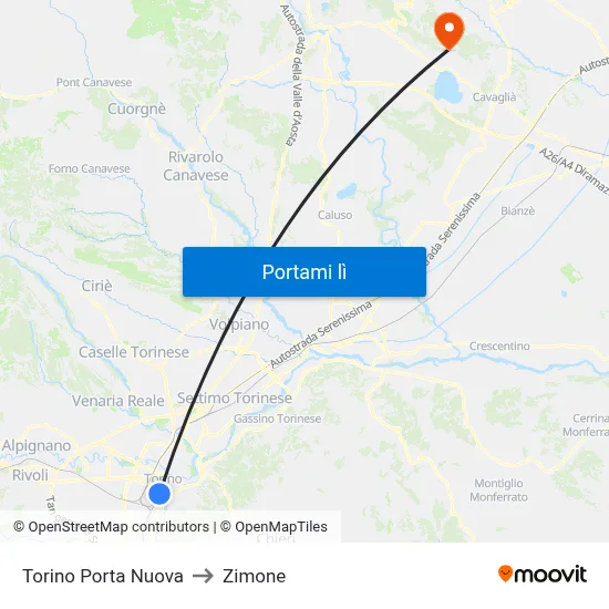 Torino Porta Nuova to Zimone map
