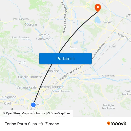 Torino Porta Susa to Zimone map