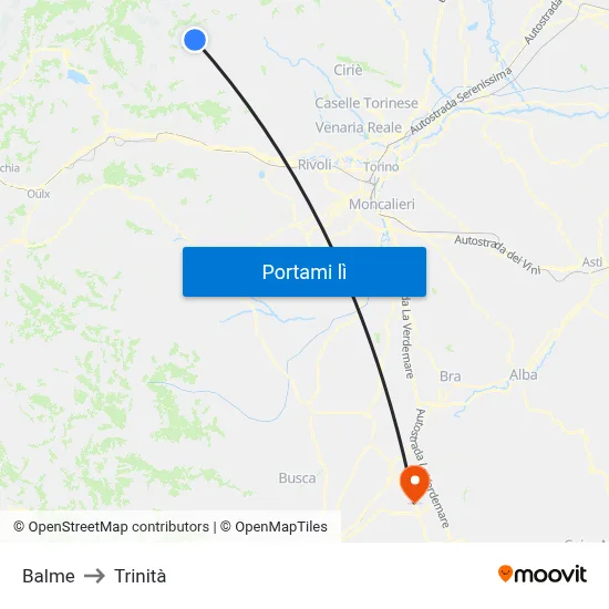 Balme to Trinità map