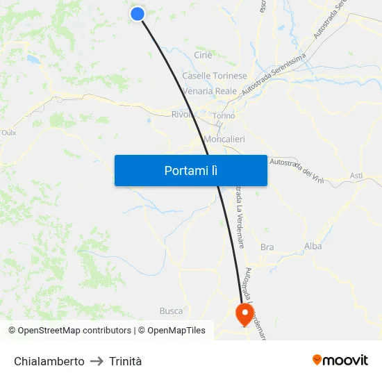 Chialamberto to Trinità map