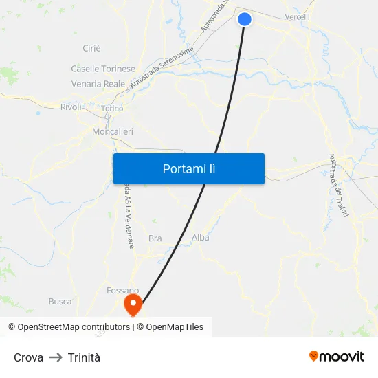 Crova to Trinità map