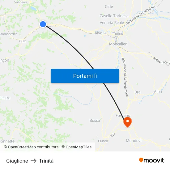 Giaglione to Trinità map