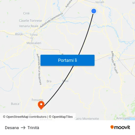 Desana to Trinità map